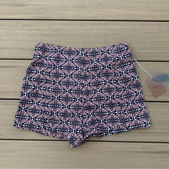Navy & Peach Patterned Shorts - Picture 1 of 3